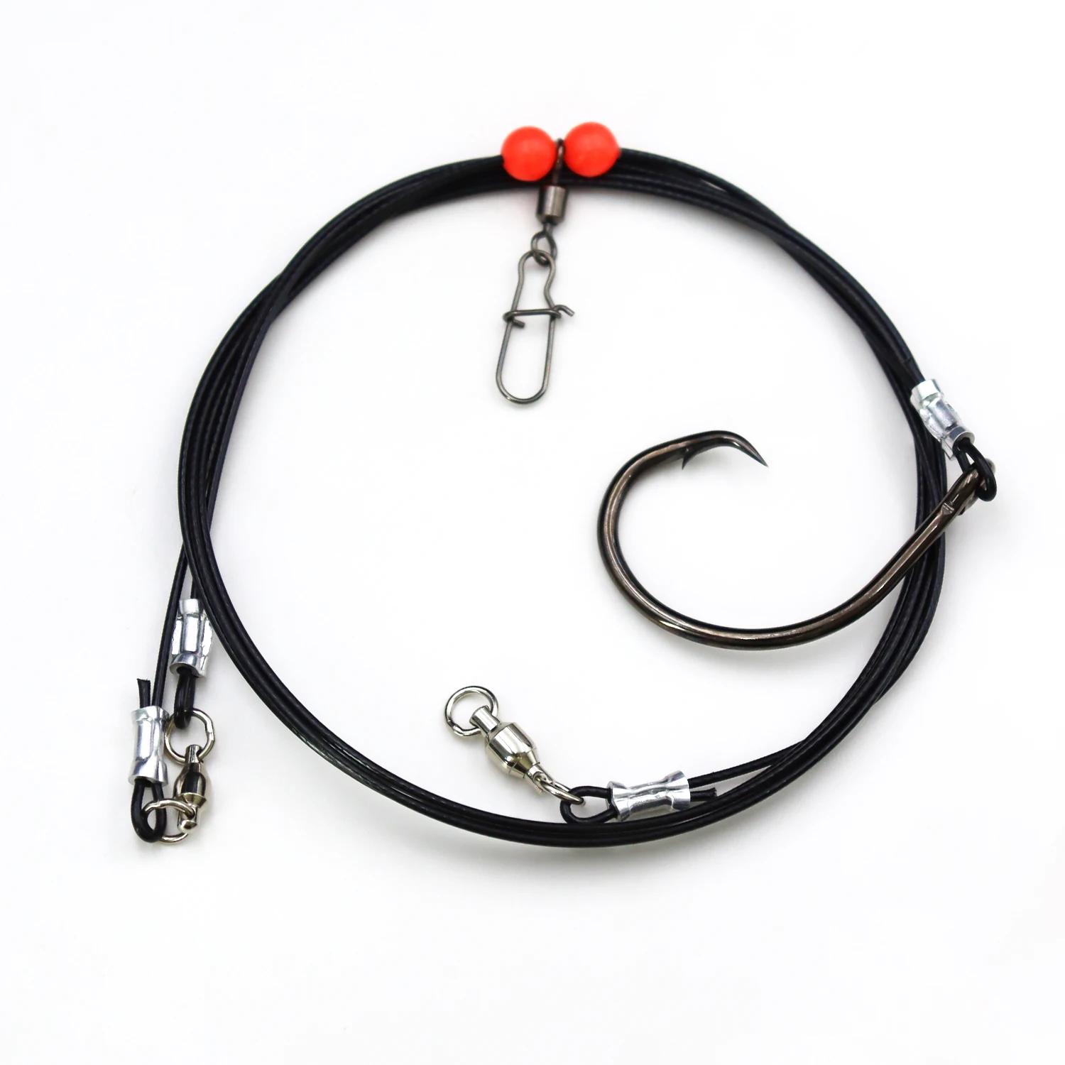 ZYZHE 1 Stück Meeresangel-Rigs mit 49 Strängen Stahldraht 10/0 # Kreishaken, idealer Saitenhaken zum Meeresangeln, Thunfisch, Hai, Rigs – Detail 8