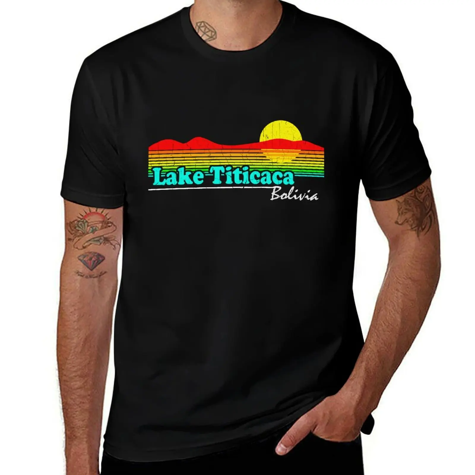 

Funny Lake Titicaca, Bolivia (Vintage Distressed) T-Shirt funny t shirts dark humor man t shirt luxury