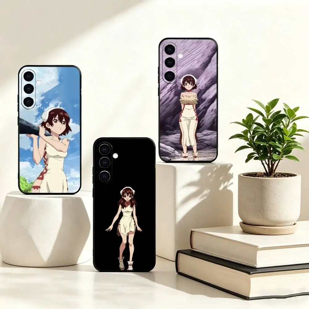 Dr. STONE Ogawa Yuzuriha Phone Case For Samsung Galaxy A73,A72,A71,A70,A53,A52,A51,Others Soft Black Cover