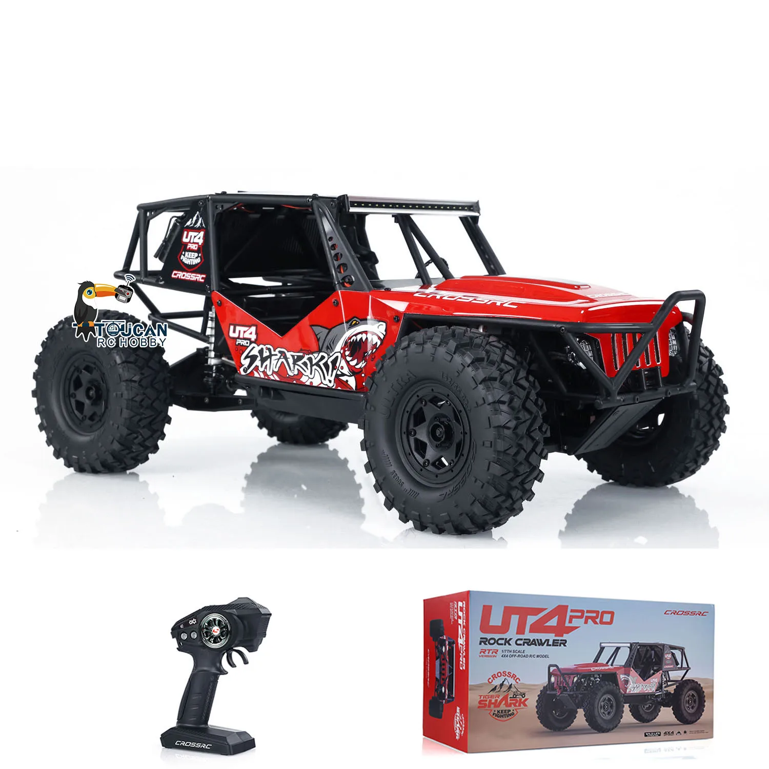 Toy CROSSRC 1/7 RC Car Rock Crawler UT4 Pro Tiger Shark Off-road Truck with Lights 2 Speed Radio Control Vehicle for Boy TH24280