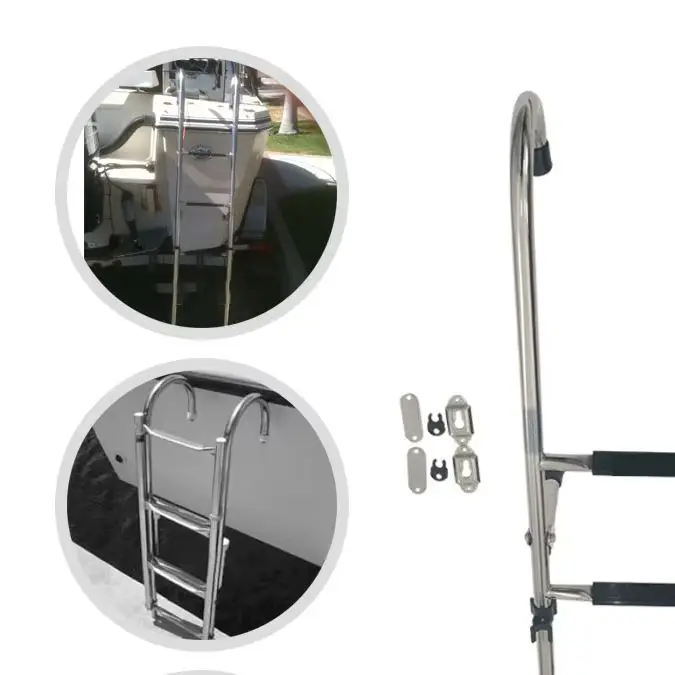 2026 200KG Stainless steel 304 Folding down the water ladder Hook hanging ladder Escalators Boarding ladder Marine accessories