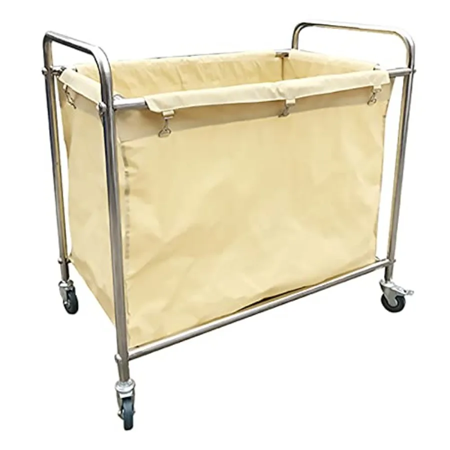 

Shelf Movable Hand Trucks Rolling Linen Cart, Laundry Sorter Hamper Trolley With 4-Inch Mute Wheel, Hotel Clothes Storage/Beige