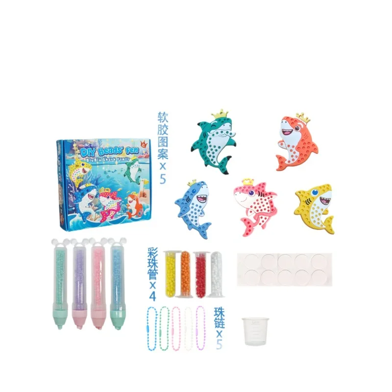 Crianças diy artesanato beading caneta interativa educacional pintura diamante tubarão brinquedo dos desenhos animados para meninos e meninas