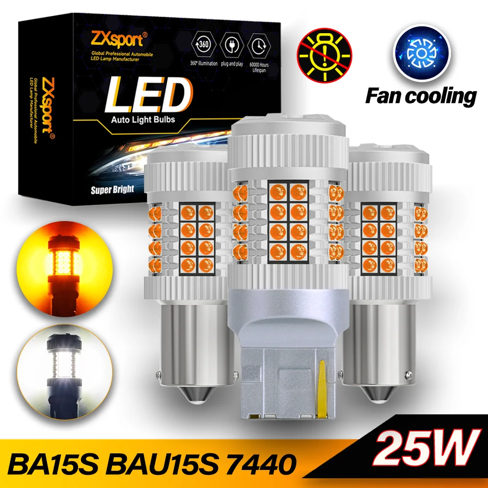 25 واط لا فرط فلاش سيارة BAU15S PY21W LED لمبة العنبر Canbus خطأ الحرة بدوره أضواء الإشارة 1156 Ba15s P21W T20 7440 W21W WY21W 7443