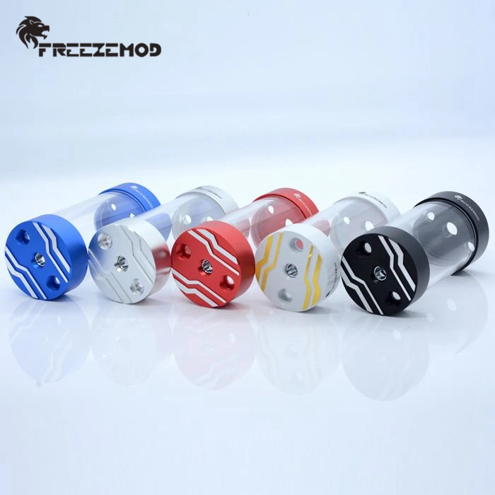 Freezemod pc reservatório de água res od60mm transparente cilíndrico acrílico tanque de água embutido bubbler 80/130/180/230/280/330mm