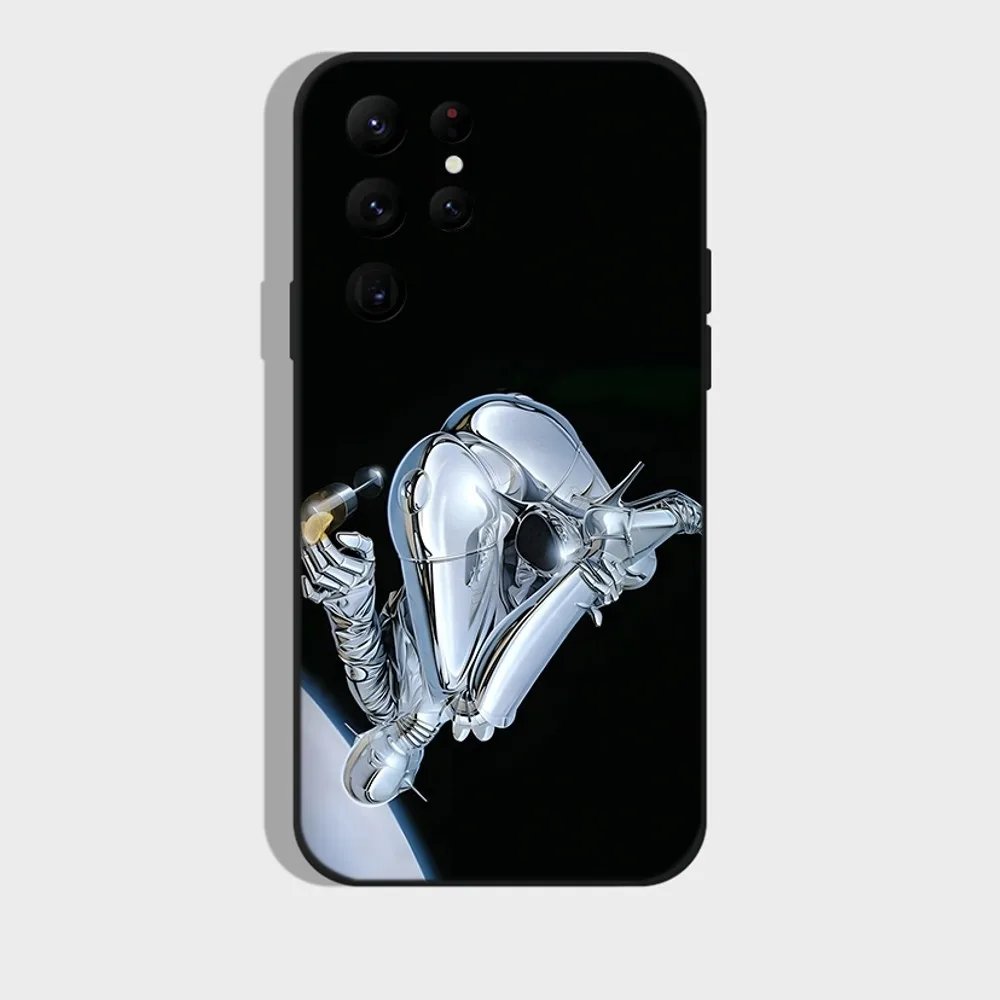 Art Metal Robot HajimeSorayama Phone Case For Samsung S24,S22 Ultra,S20,S30 plus,S22 plus,S23,S30 ultra 5G Silicone Cover