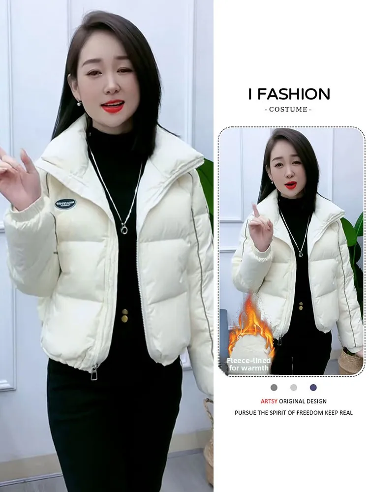 

Корейская женская зимняя теплая утолщенная хлопковая куртка-пуховик большого размера с длинными рукавами для повседневной носки