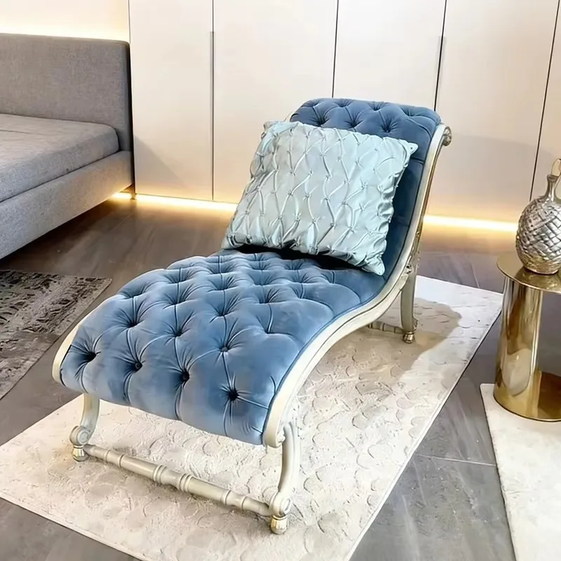 American vintage solid wood chaise lounge, living room sofa, beauty couch, villa reception chair, photo studio hotel lounge loun