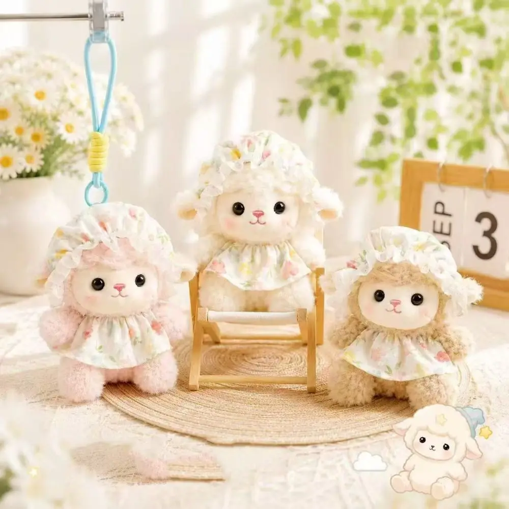 Cute Sheep Plush Keychain Soft Dressed Lamb Cartoon Animal Stuffed Doll 13cm Size Cartoon Lamb Bag Charm