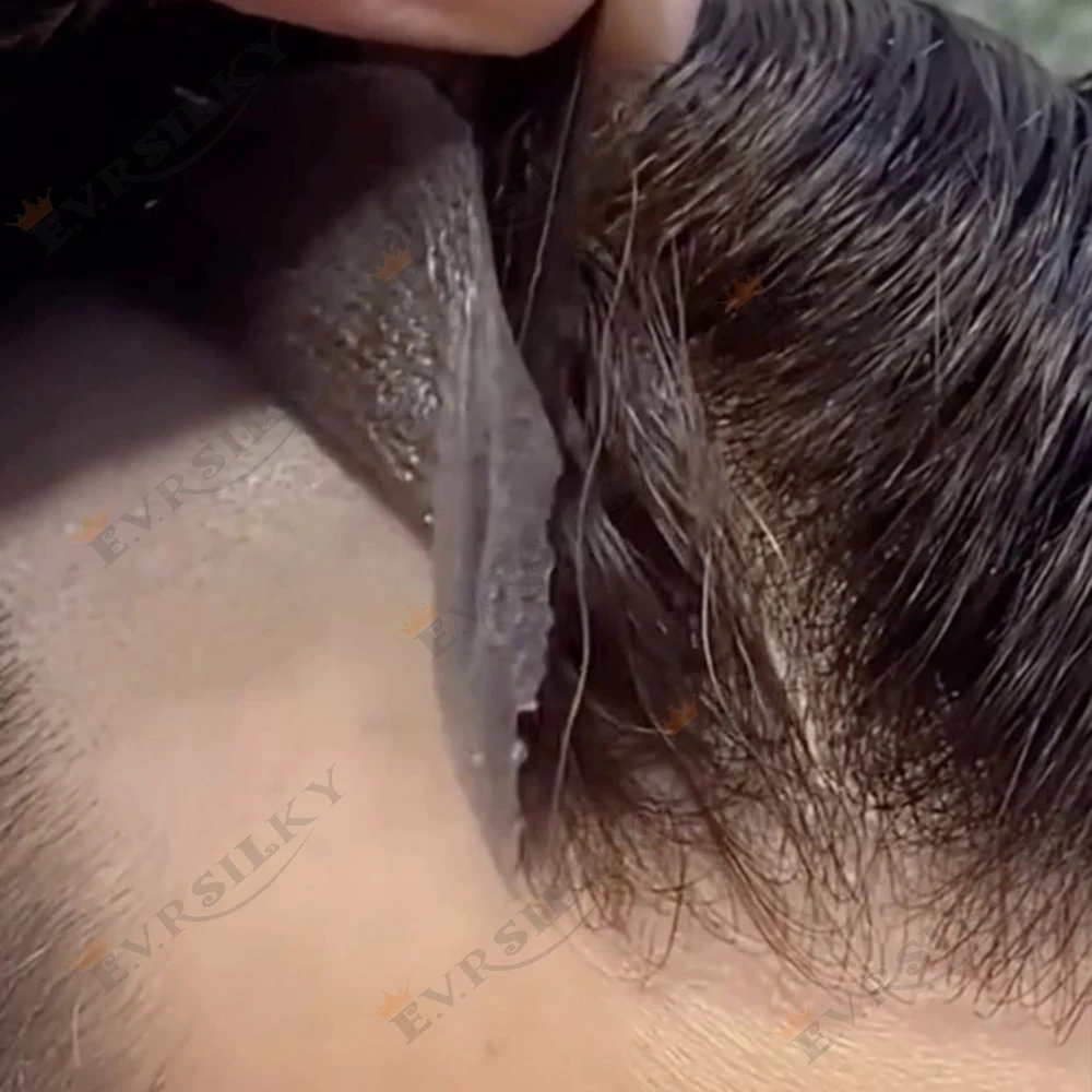 

Natural 90Density Vloop Capillary Prosthesis Hairpieces Super Thin Skin Realistic 0.02mm Natural Hairline Human Hair Men Toupees