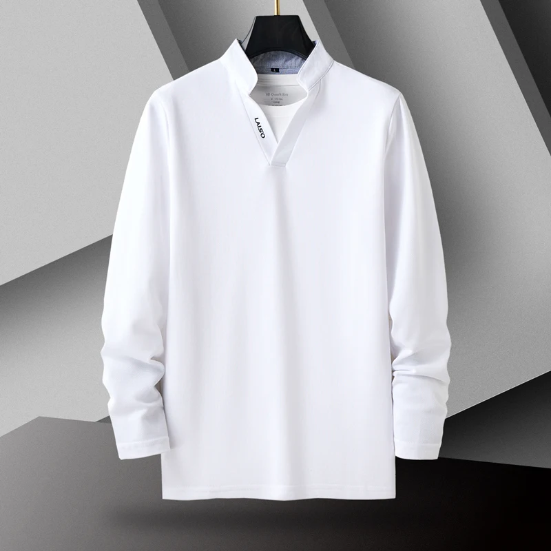 Summer and Autumn Pure Cotton Men Long-sleeved POLO Shirts White / Green / Grey / Red / Black Fashion Casual T-Shirts Homme