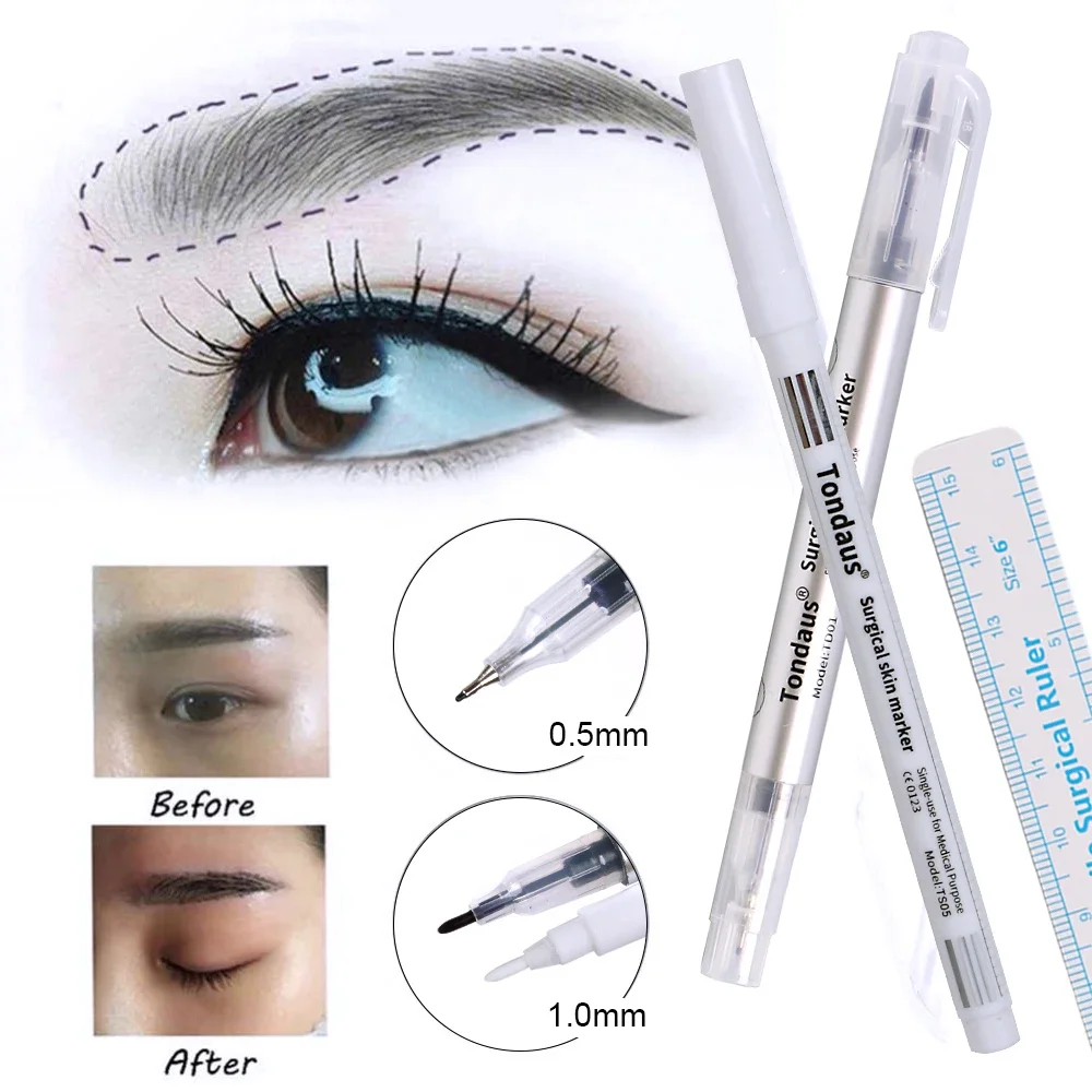 1PCSWhite ผ่าตัด Eyebrow Tattoo Skin Marker ปากกาเครื่องมืออุปกรณ์เสริม Microblading Tattoo Marker ปากกาแต่งหน้าถาวรผู้ผลิต