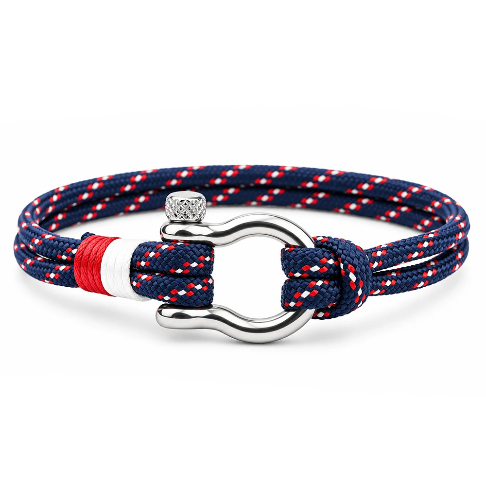 Nautical Rope Bracelet for Men Women Couple Sailing Shackle Clasp Braided Wristband Outdoor Casual Jewelry Gift Accessories