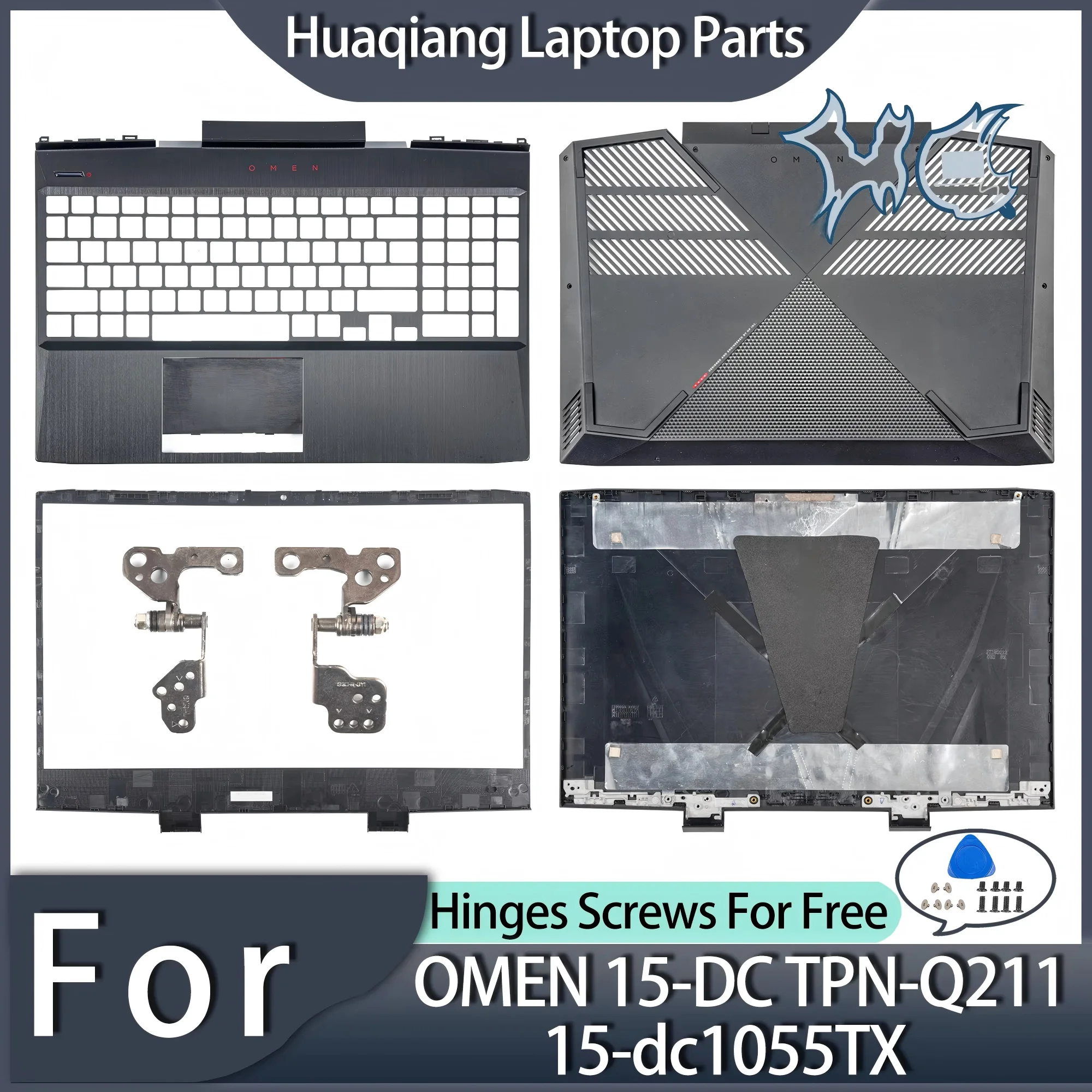 

Новый чехол для ноутбука OMEN 15-DC TPN-Q211 15-dc1055TX, задняя крышка ЖК-дисплея/подставка для рук/нижняя крышка корпуса, черный шарнир для выхода воздуха