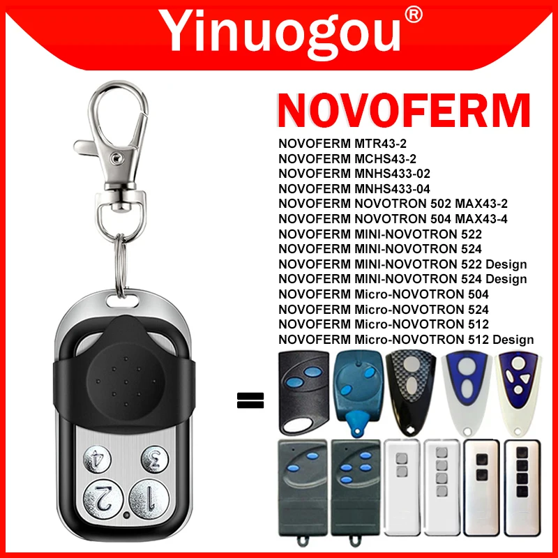 Imagem -02 - Novofern-porta de Garagem de Controle Remoto Keychain Novotron 502 504 512 522 524 Mtr43 Mchs43 Mnhs433 433mhz Pcs