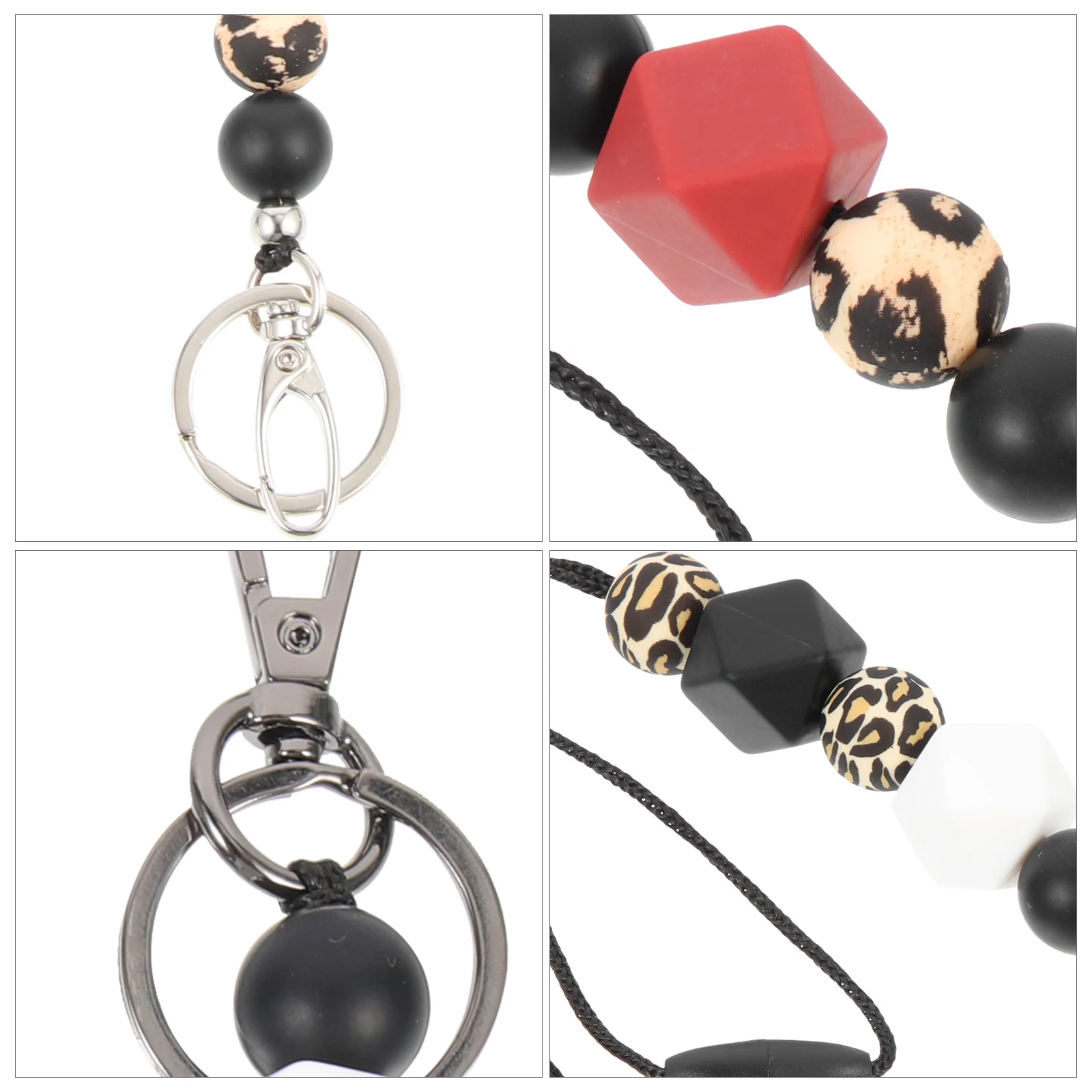 

2Pcs Anti-Lost Lanyard Keychain Necklace Multifunctional Wear-Resistant Smooth Touch for Id Card Badge Holder Keys