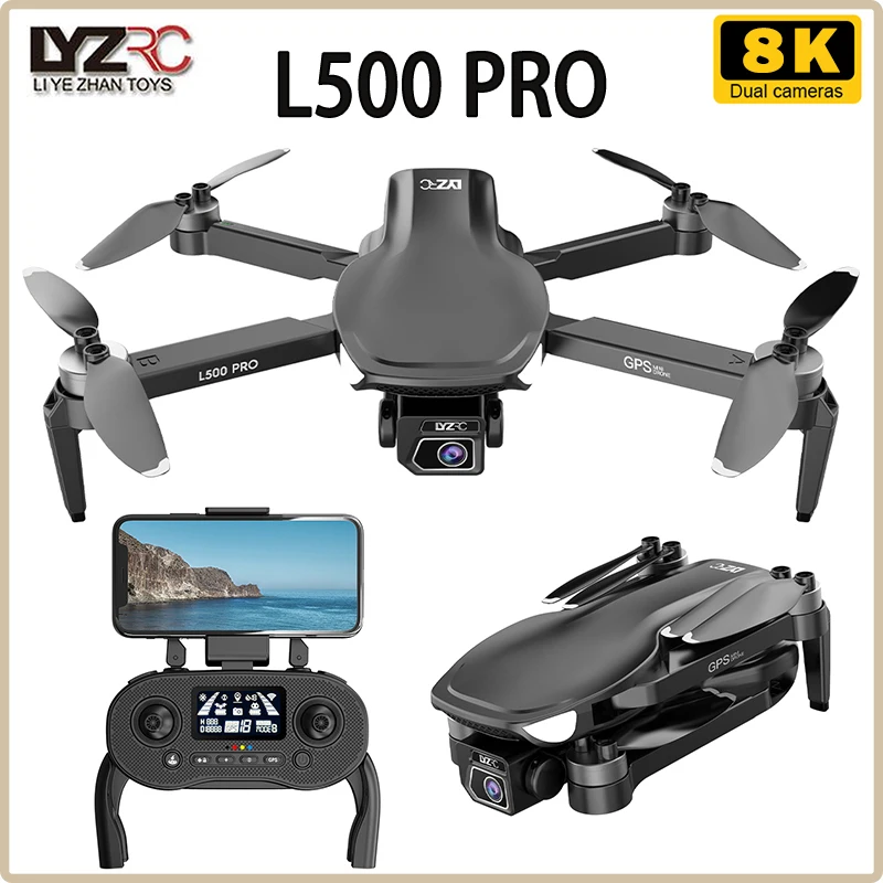 

L500 PRO Mini Drone 4K 8KGPS Profesional HD Dual Camera Drone 5G WIFI FPV RC Quadcopter 1.2KM Helicopter Drones Toys