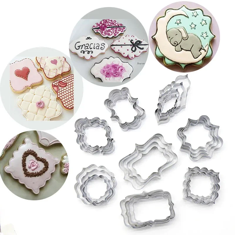 

1SET Stainless Steel Blessing Frame Biscuit Cookie Cutter Set Wedding Cake Mould Kitchen Sugarcraft Baking Pastry LB 379