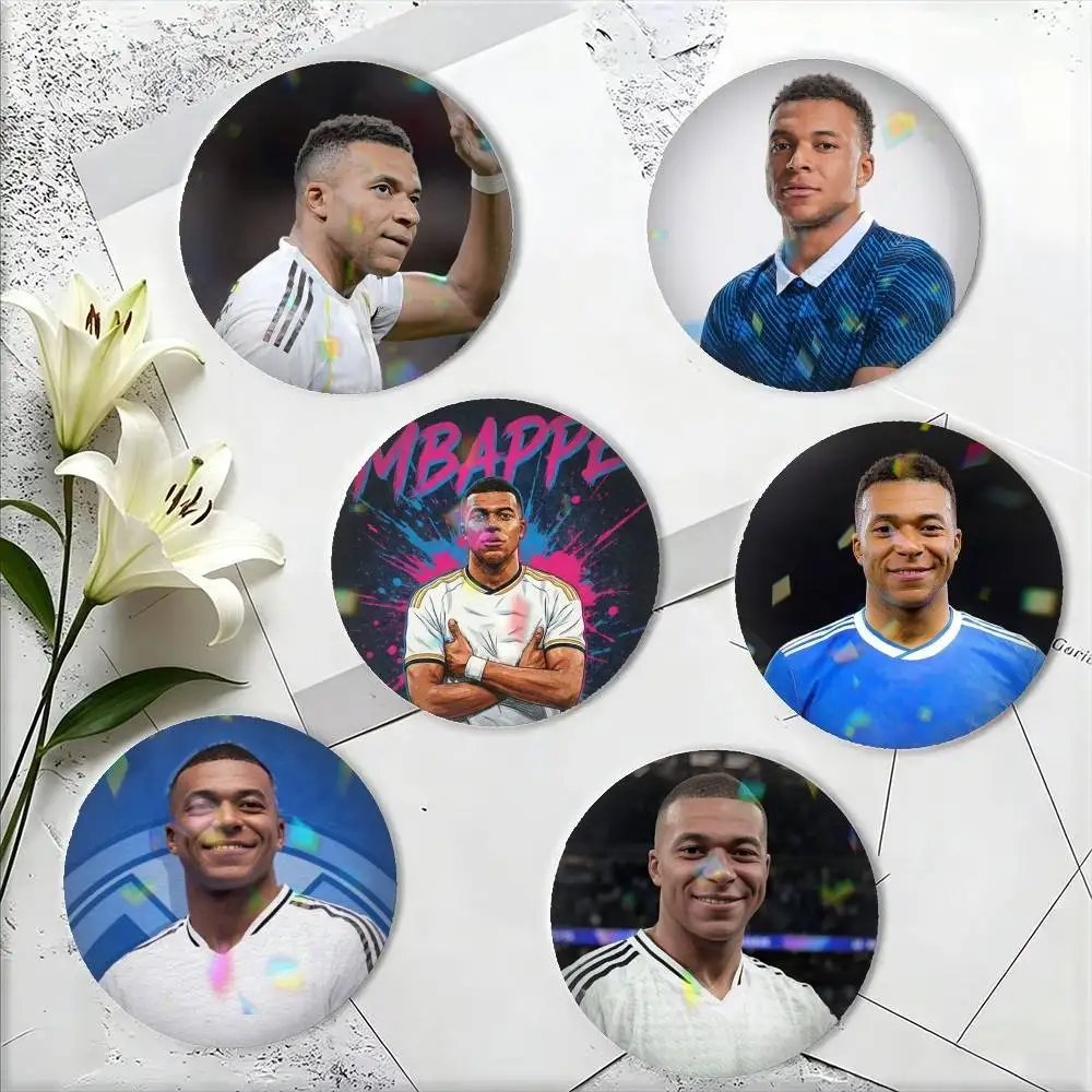 K-Kylian Football  M-Mbappe Star 25mm 32mm 44mm 58mm 75mm Brooches Badges Pins for Accessories Gift