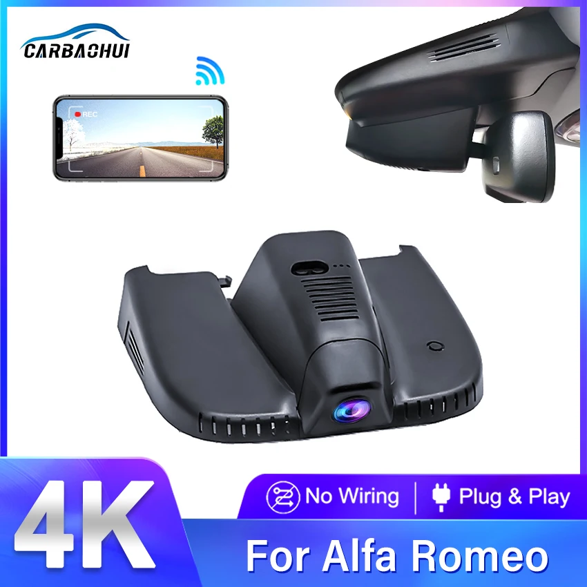 4K 2160P Plug and play Car DVR Video Recorder Dashcam For ALFA ROMEO Giulia Quadrifoglio GTA Veloce Stelvio Quadrifoglio 2016-20