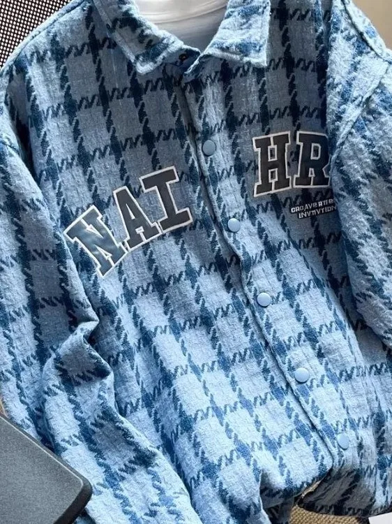 

Мужская куртка премиум-класса в клетку свободного кроя с воротником irt, осенне-весенняя модная брендовая куртка с рисунком птичьего глаза, американский Sle Long Sve