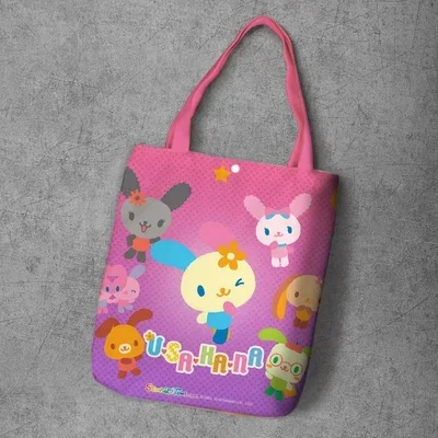 Cute Usahana Shoulder Bag Cartoon Anime Canvas Tote Bags for Women Kawaii Eco Reusable Shopping Bags Girls School Book Bag