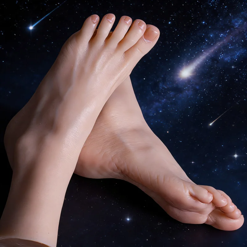 

TGA36 Silicone Female Foot Model Simulated Human Rubber Feet for Photography Display Medical Stockings Foot Fetish Nail Art Prop
