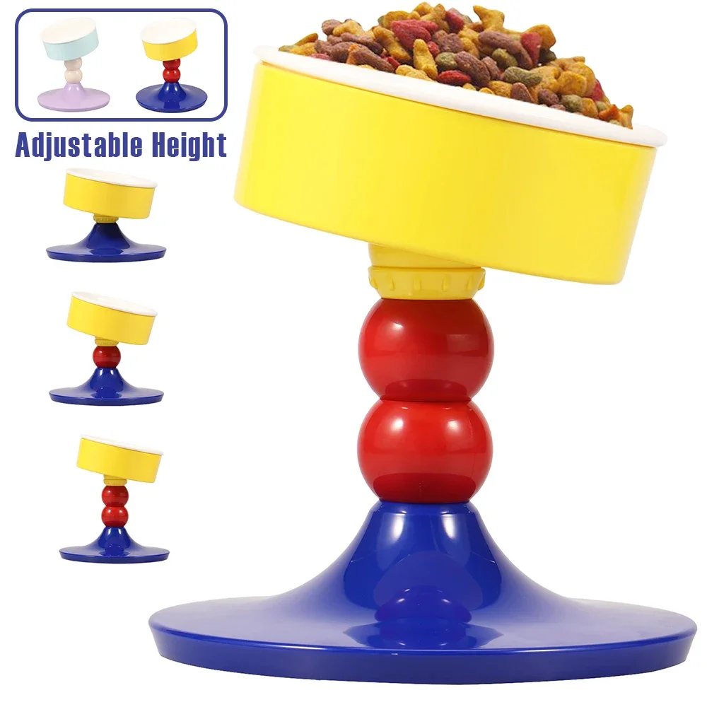 

Приподнятая миска для кошек и собак, керамическая наклонная миска для кормления домашних животных с противоскользящей подушечкой, регулируемая по высоте миска для воды для кошек и собак, товары для домашних животных