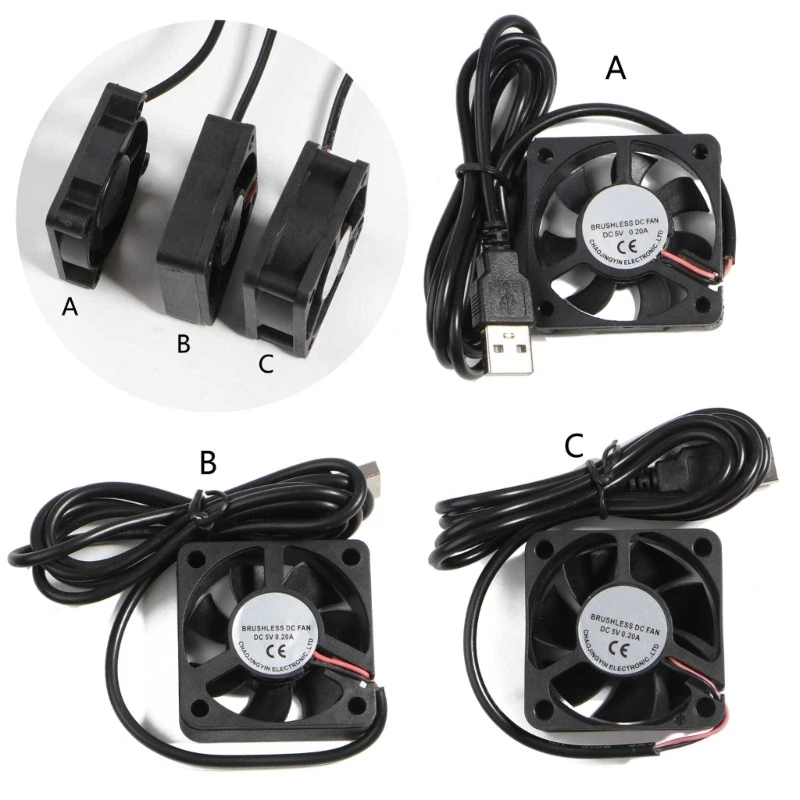 USB Fans CPU Cooling Radiator 5V 2Pin USB Fans for Computer Case-Server Radiator 50x50mm Quiet 4500-5500RPM