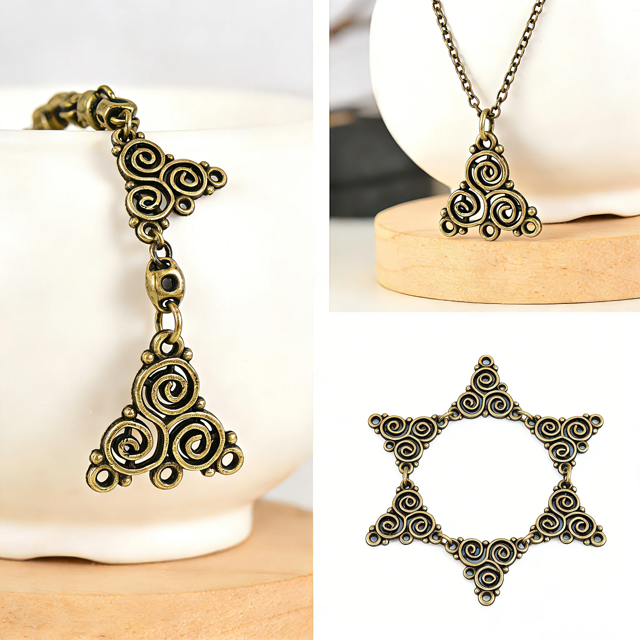 DoreenBeads-conectores de aleación de metal de Zinc, nudo de bronce antiguo, patrón hueco de flor, 20mm(6/8 \