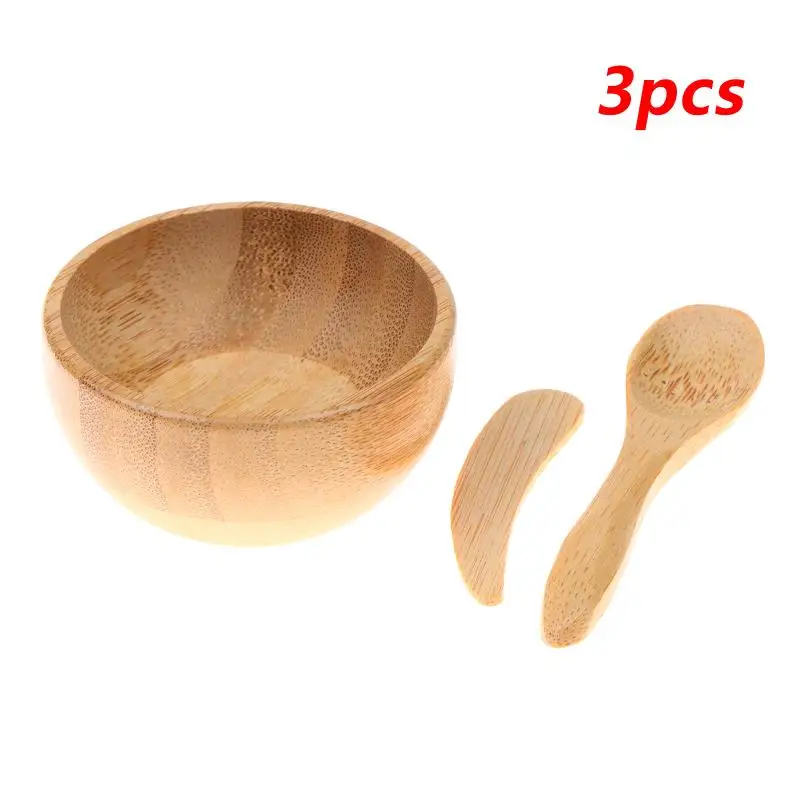 3pcs Mini Size Bamboo Diy Face Mask Mixing Bowl With Spoon &Stick Aromatherapy Bowl Set Massage Oil Face Care Makeup Tool Kit