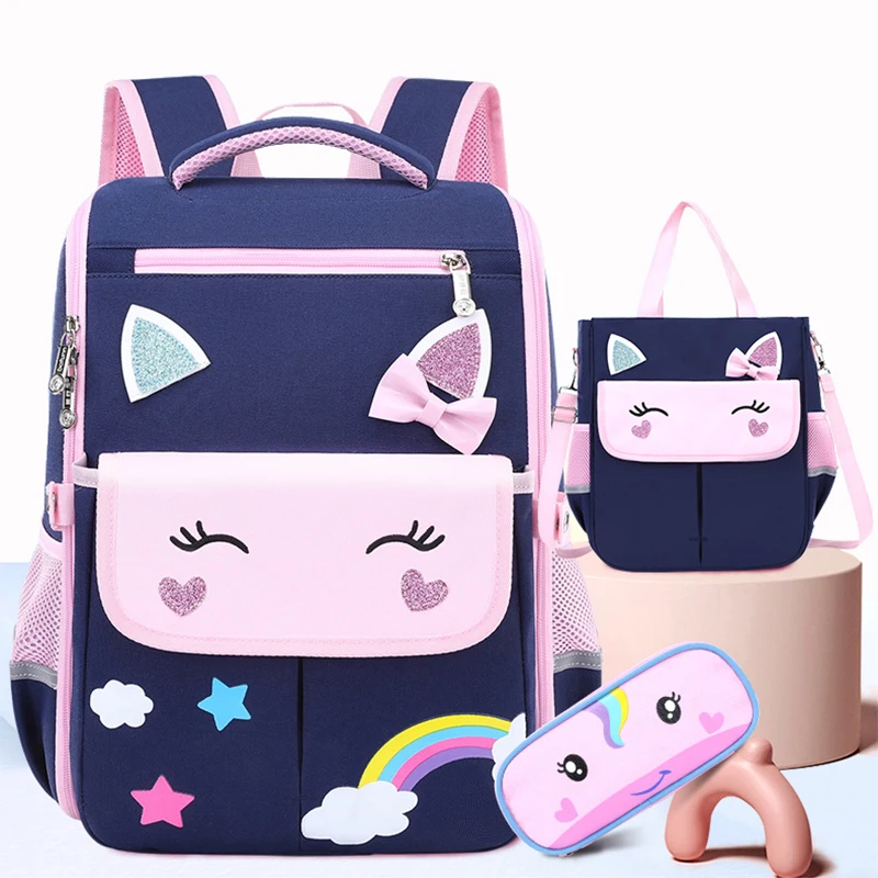 New Girl School Bag Pink Orthopedic Rucksack 1-6 Grade Kids Backpacks Student Cute Bookbag Children Waterproof Schoolbag Mochila