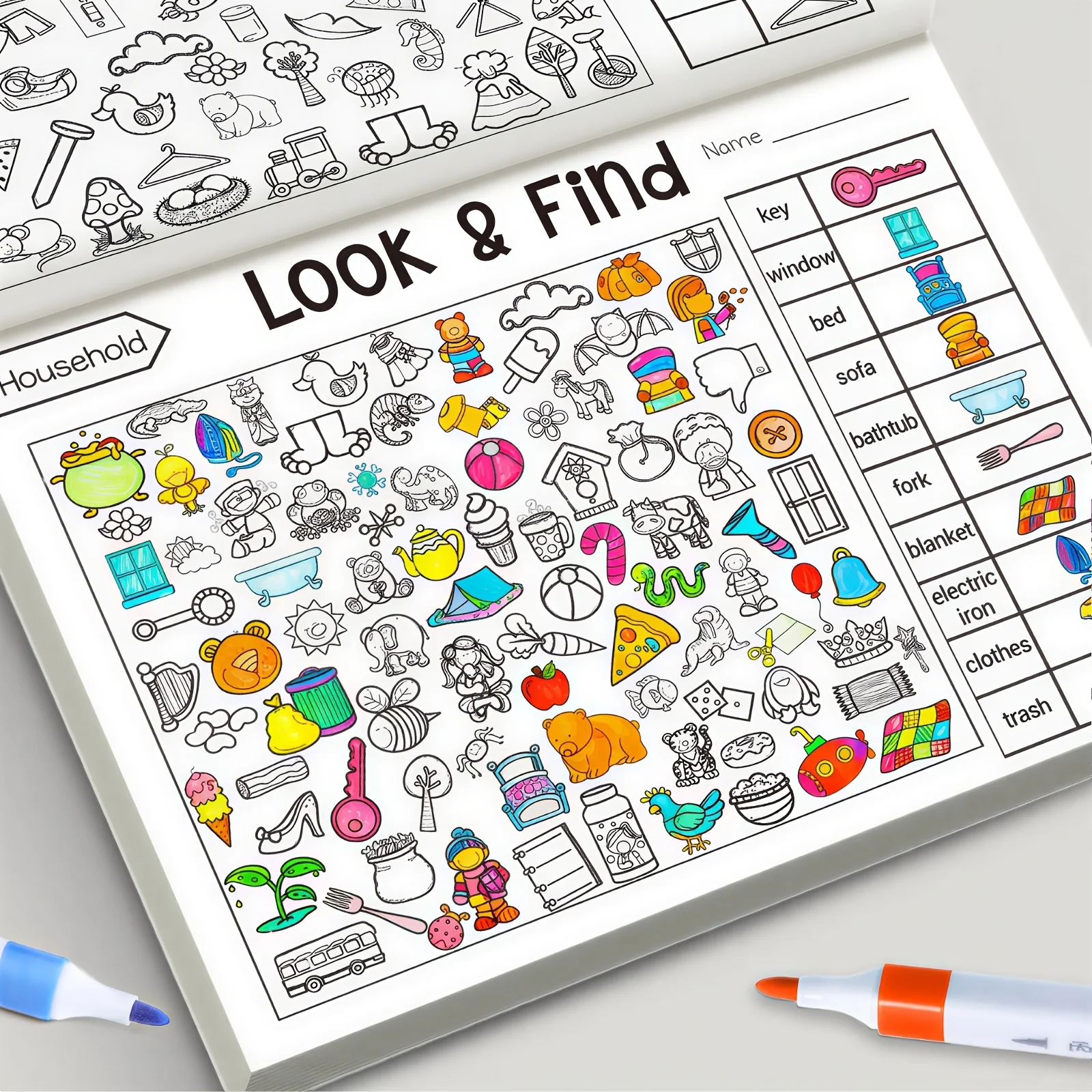 1 Coloring Book of the Same Color, 32-Page Quiet Activity Book, Includes Matching Games, Highly Interactive, Suitable for Different Play Scenarios, Perfect Birthday and Holiday Gift