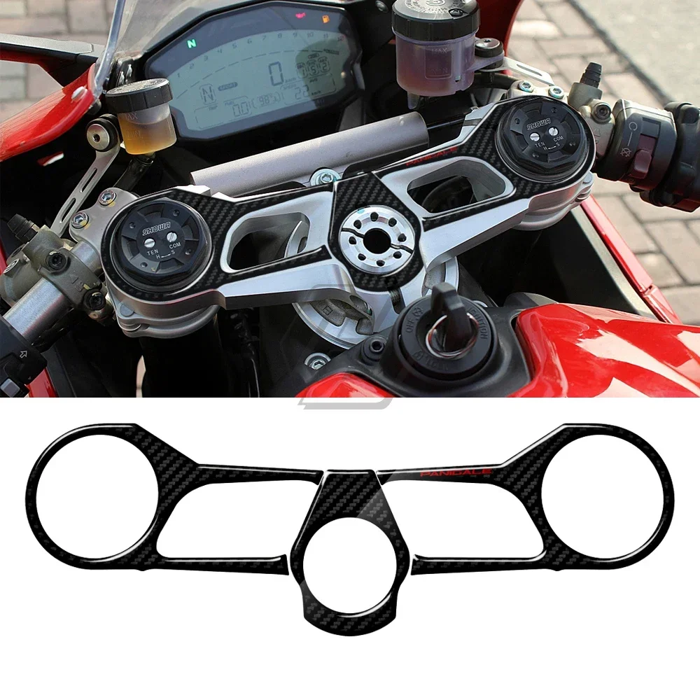 

For 1199 Panigale S 2012-2014 1299 2015-2018 3D Carbon Fiber Triple Tree Yoke Cover Protector Tank Pad
