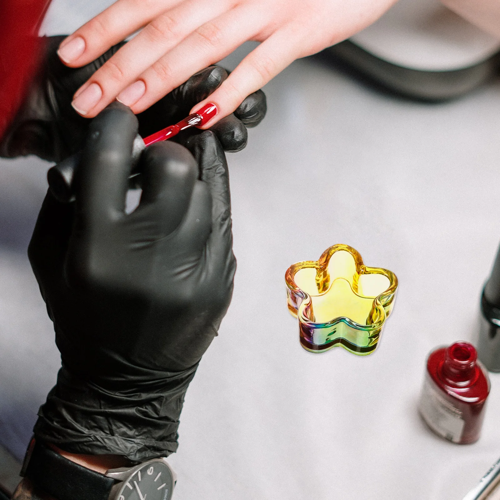 Taza de manicura de cristal estable, práctico plato para decoración de uñas, tazón de vidrio, herramienta de mezcla para polvo acrílico, plato líquido para uñas acrílicas