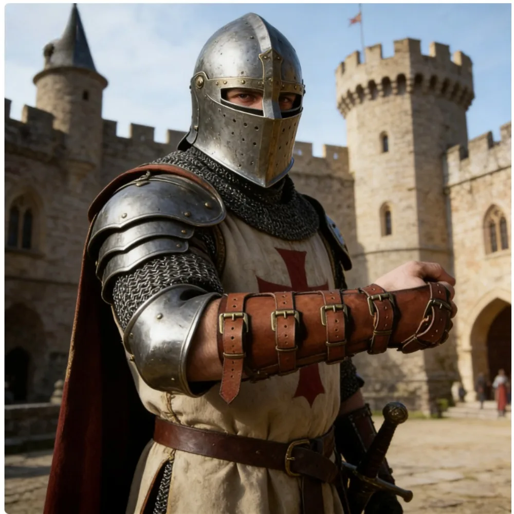 Medieval Knight Armor Wrist Guards Punk Rock Leather Bracers Renaissance Faire Costume