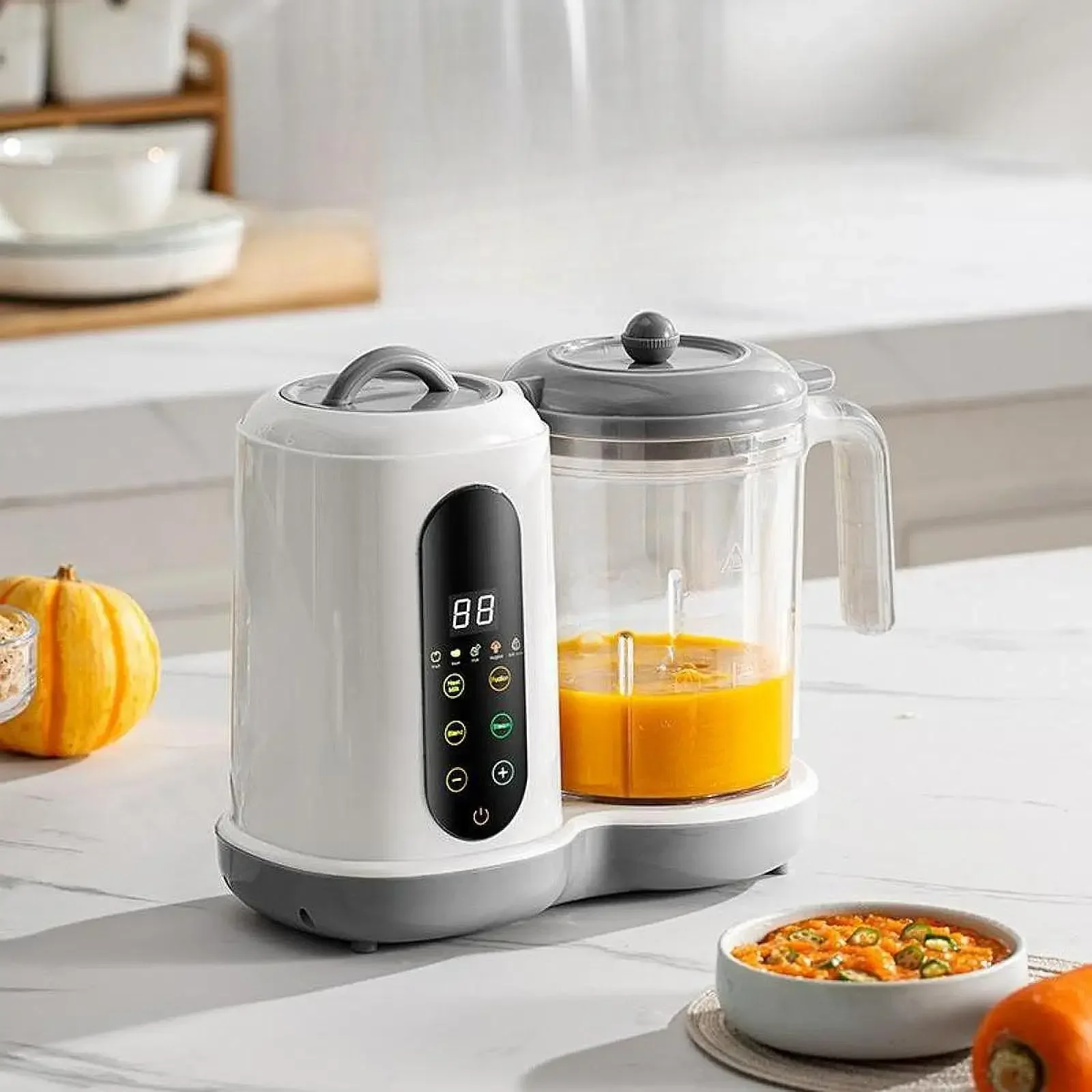 Multifunctional Cooking Machine Baby Food Steamer Touch Screen Control Puree Machine with Digital Timer For Home Kitchen