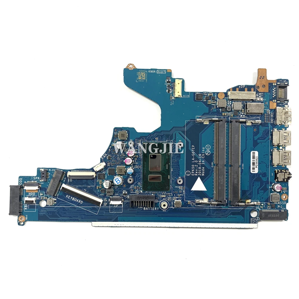 For HP 15-DA Used Laptop Motherboard L20369-001 L20369-601 EPK50 LA-G07EP With SR3LA I5-8250U CPU SR3TK 	i3-7020U L20371-601