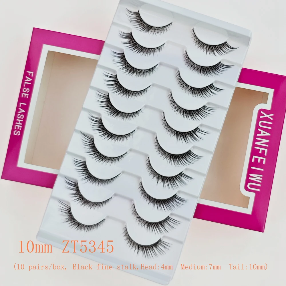 رموش Xuanfeiwu الطبيعية المائلة القصيرة من الأمام وطويلة من الخلف على شكل ثعلب، شريط كامل ممدود ذيل العين، شريط كامل رموش صناعية للحفلات ذات أداء مكياج خفيف واقعي، رموش عين القطة #4