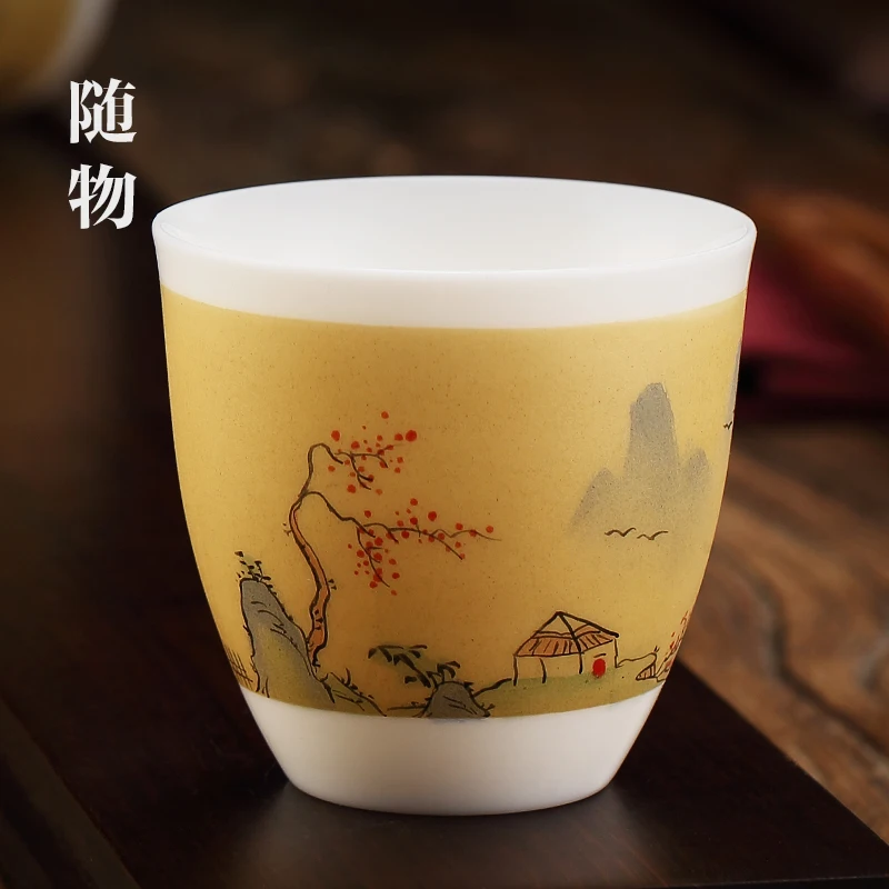 

Japanese Hand-painted SheepSkin Jade White Porcelain, Large Size Kung Fu Tea, Personal Cup, HouseHold Tea Bowl, Single