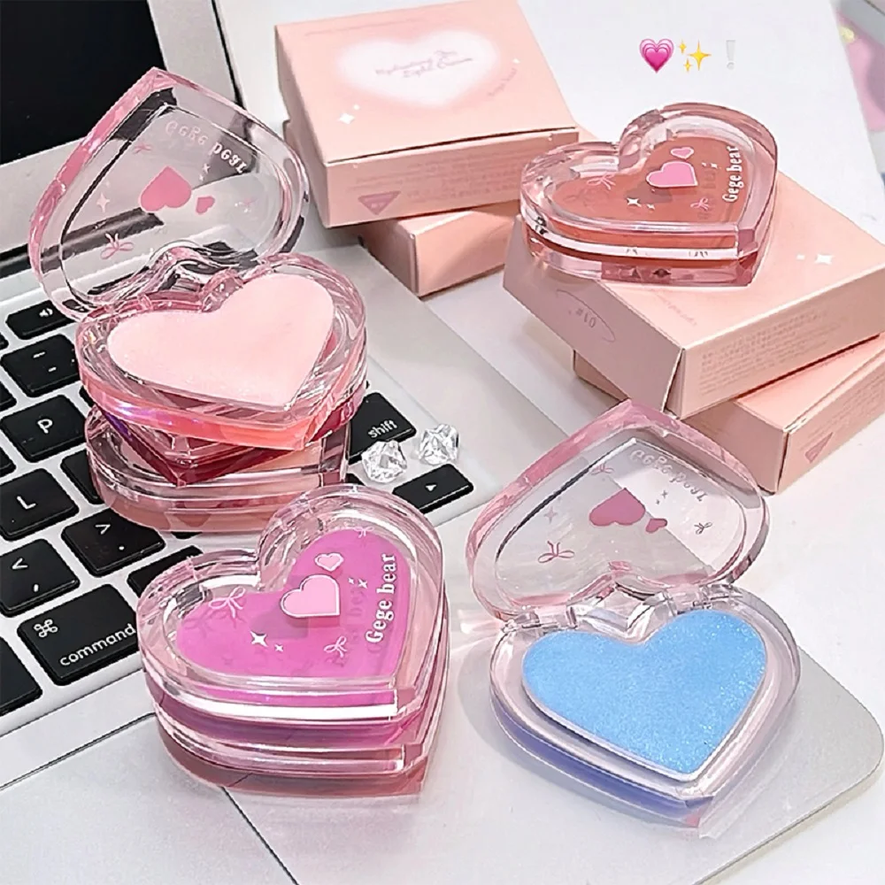 Natural Rose Pink Love Heart Water Light Shimmer Cream Multiuse Blush Clear Transparent Face & Body Highlighter Brighten Contour