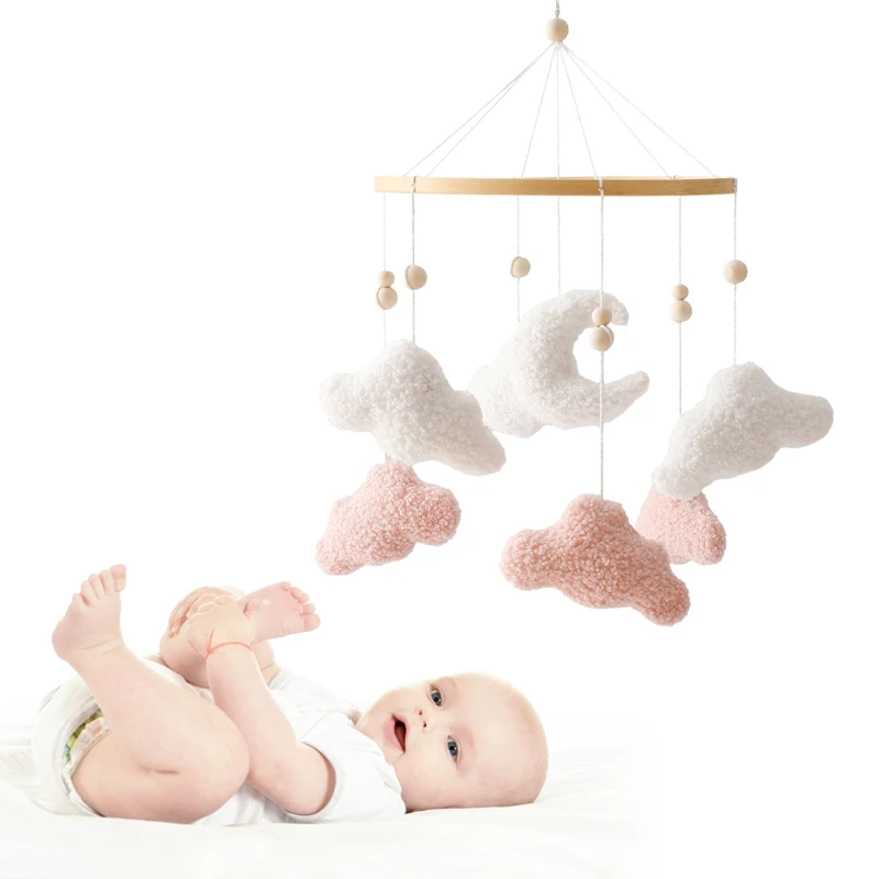 

Baby Bed Bell Rattle Toy Lambhair Mobile Hanging Toy 0-12 Months Newborn Crib Mobile Toy Cartoon Cloud Pendant Toy Baby Gift