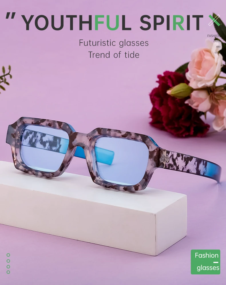 Vintage quadratische Punk Sonnenbrille Männer Frauen Luxusmarke Mode Rechteck Sonnenbrille für männliche zweifarbige Brillen mit dickem Rahmen – Detail 3