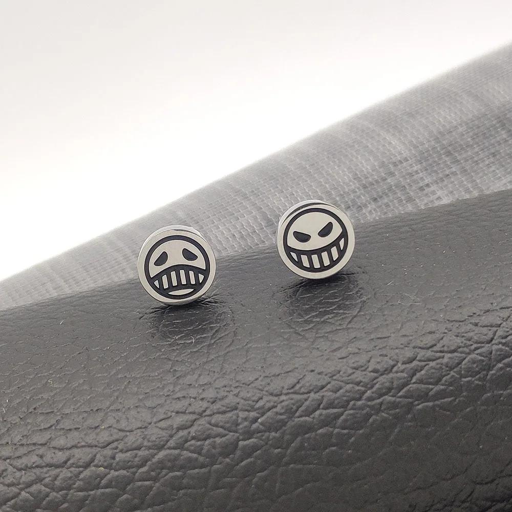 Asymmetric Happy Sad Face Stud Earrings Retro Cartoon Fashion Matte Metal Alloy Jewelry Cute Funny Daily Wear Ear Accessories