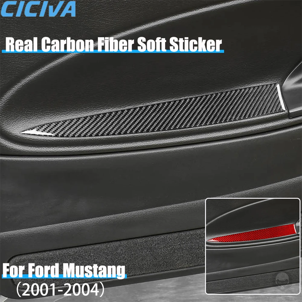 

Real Carbon Fiber Car Accessories Door Armrest Decorative Panel Cover Soft Sticker For Ford Mustang 4th Gen 2001 2002 2003 2004