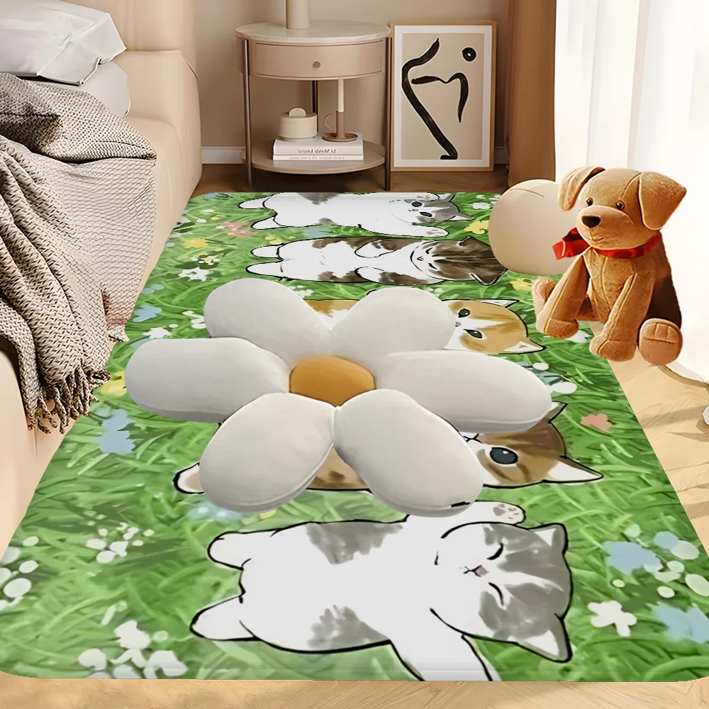 Funny Cat Mofusand Hallway Carpet Non-Slip Laundry Room Mat Laundry Decor Balcony Child Living Room Toilet Rug