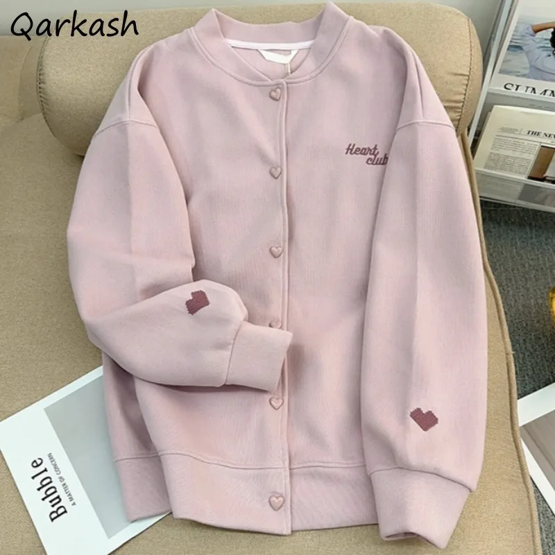 Single Breasted Hoodies for Women Long Sleeve Spring Autumn Coat All-match Solid Korean Style Girls College Ulzzang Sweet Cool