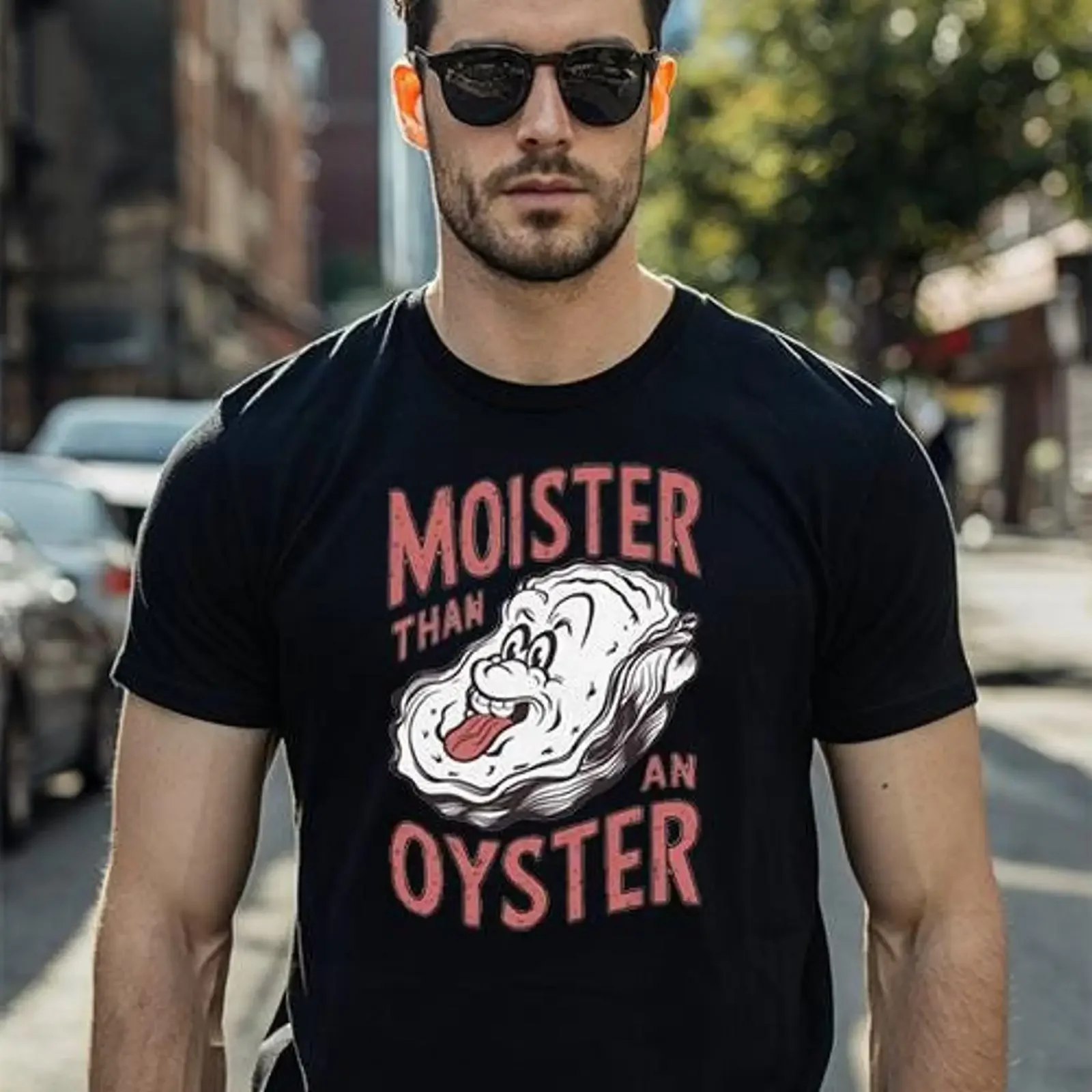 Moister Than An Oyster Funny Innuendo T Shirt Naughty Seafood Humor Birthday For Him  vintage Washed Unisex fashion Comfortable