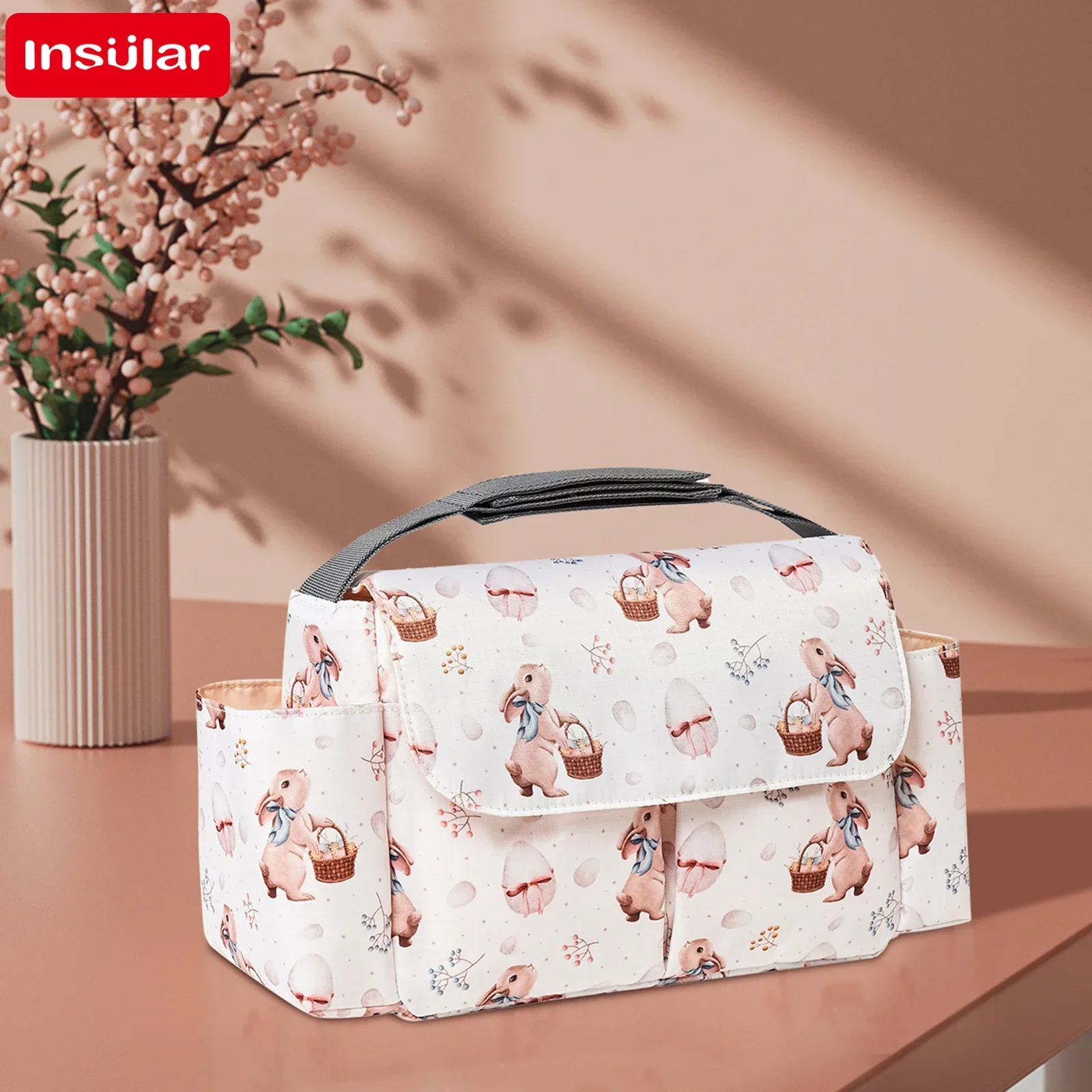 INSULAR Cartoon Waterproof Diaper Bag Baby StrollerOrganizer WithHooks Universal Pram Hanging StorageBasket Stroller Accessories