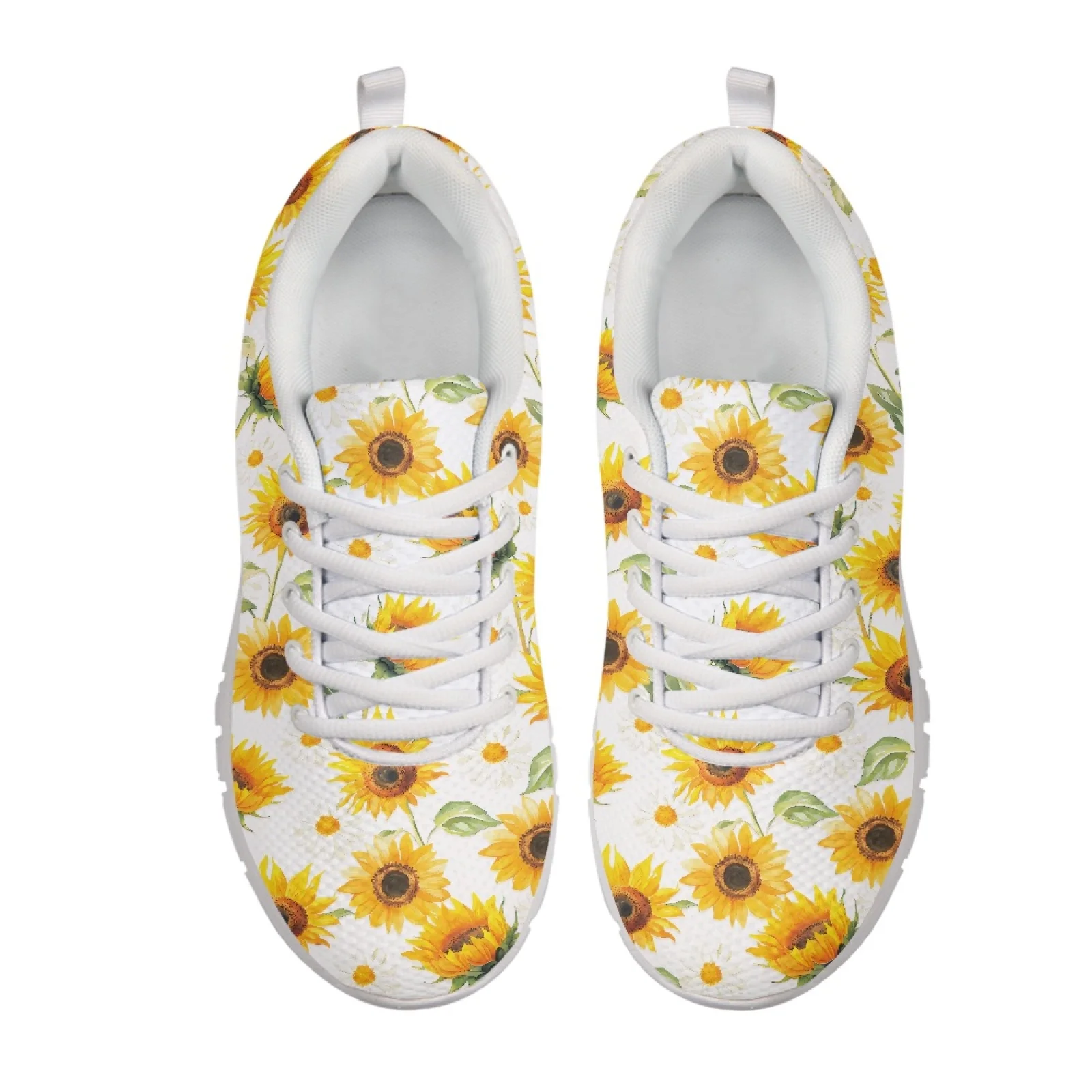 Coloranimal Daisy Music Notes Plank Running Shoes Mesh & EVA Sole Sports Tennis Shoes Soft Running Sneakers for Womens